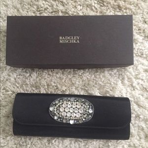 Silk satin clutch Rhinestone detail